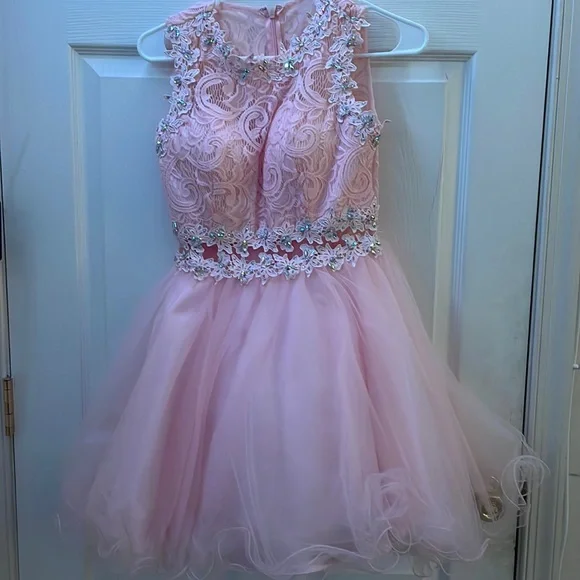 strapless open back dress Pearl Rhinestone Embellished Sheer Dress With Marabou main image 0